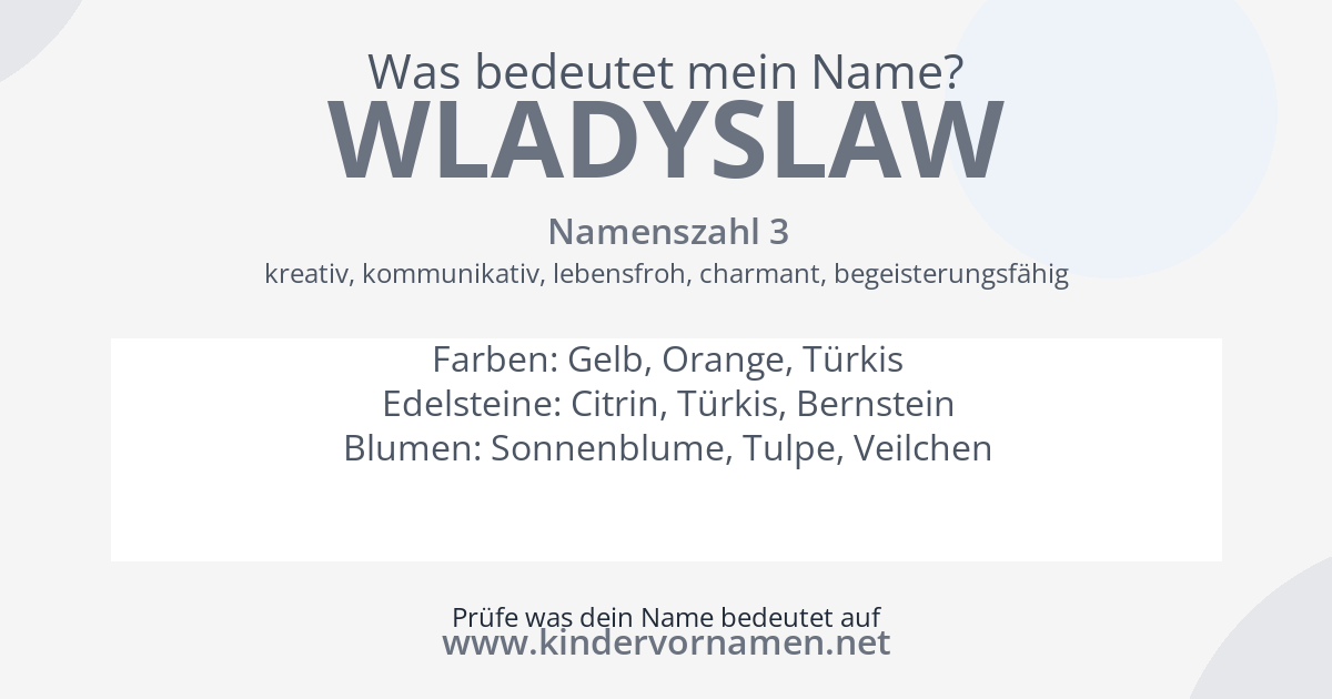 Was bedeutet der Name Wladyslaw?