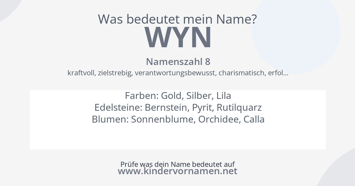 Was bedeutet der Name Wyn?