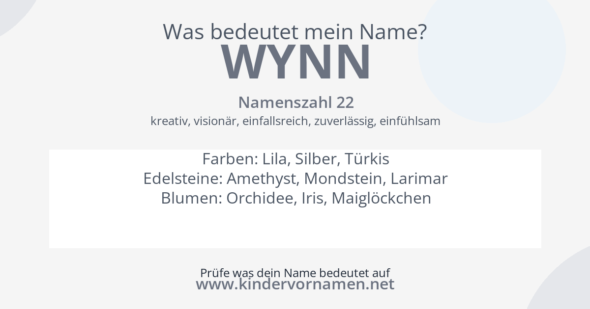 Was bedeutet der Name Wynn?