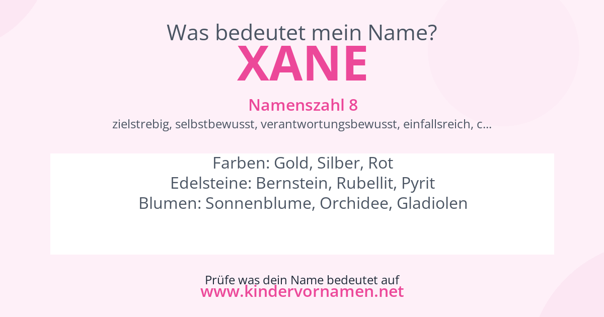 Was bedeutet der Name Xane?