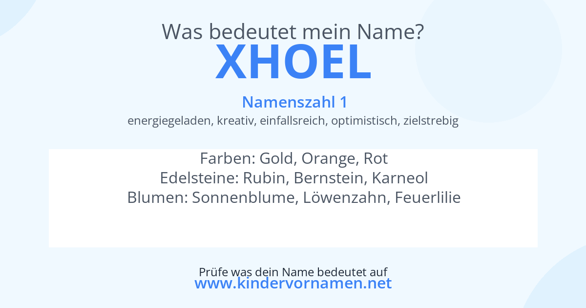Was bedeutet der Name Xhoel?