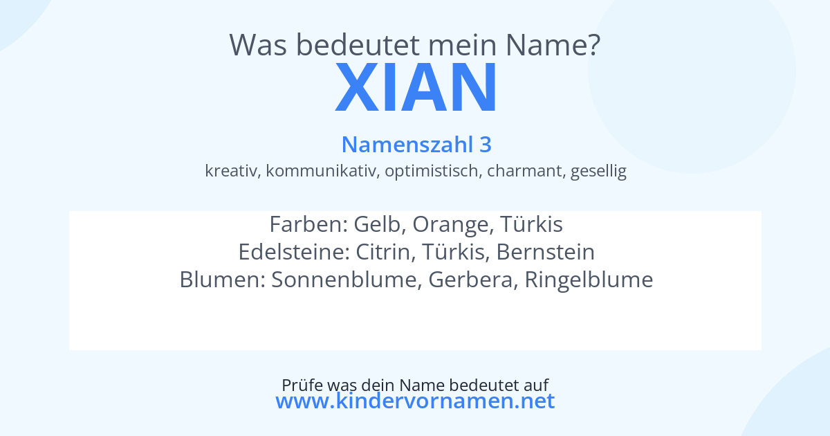 Was bedeutet der Name Xian?