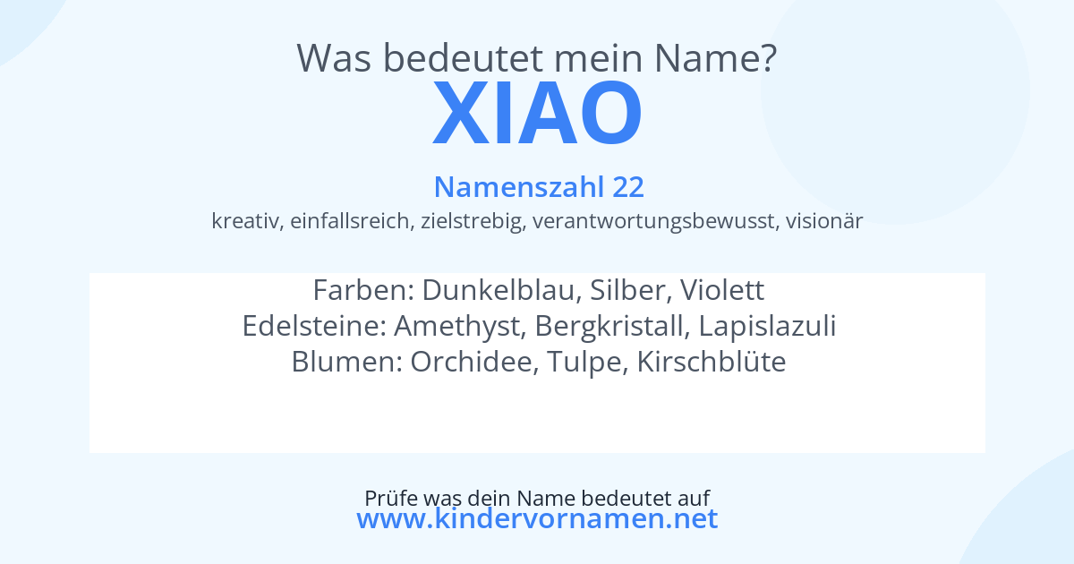 Was bedeutet der Name Xiao?