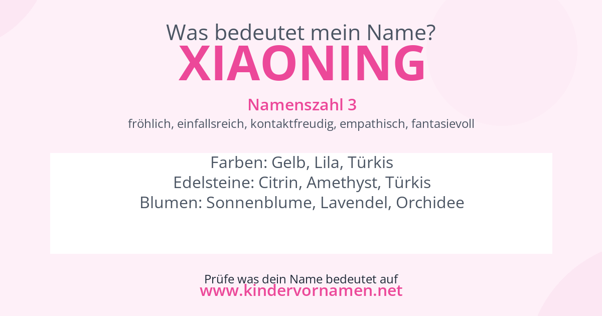 Was bedeutet der Name Xiaoning?