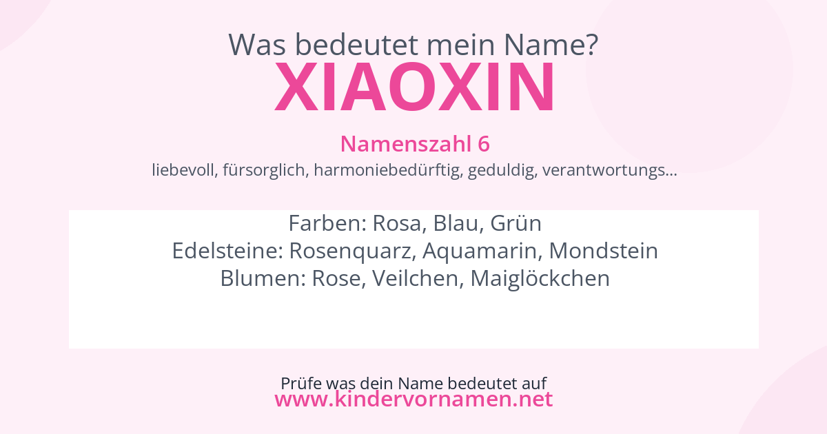 Was bedeutet der Name Xiaoxin?