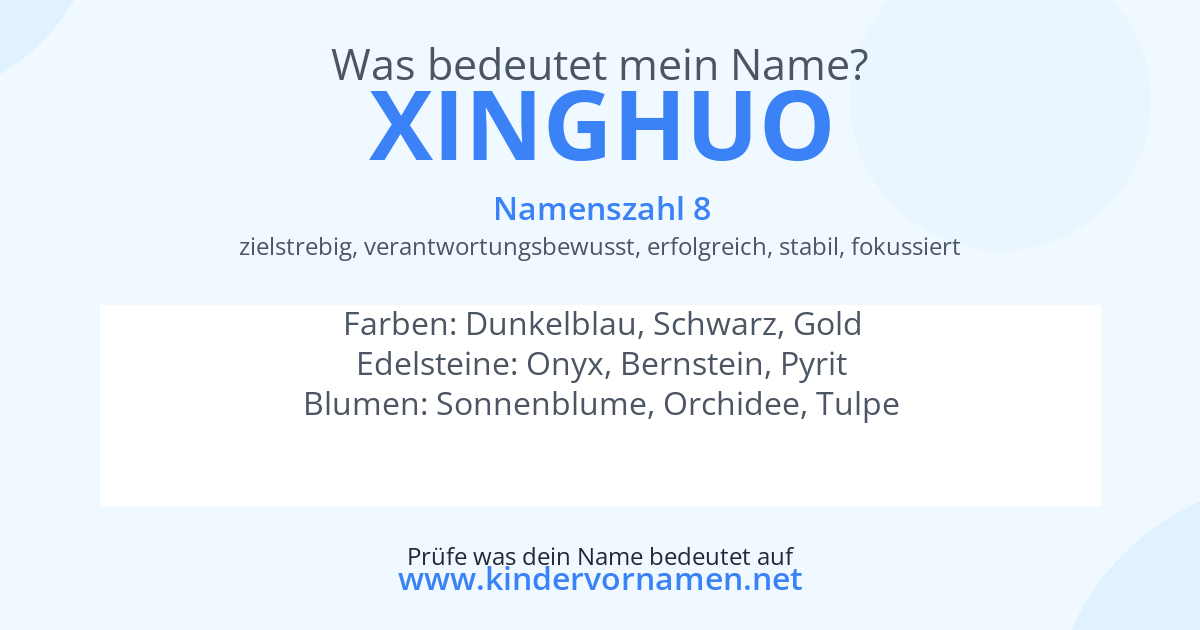 Was bedeutet der Name Xinghuo?
