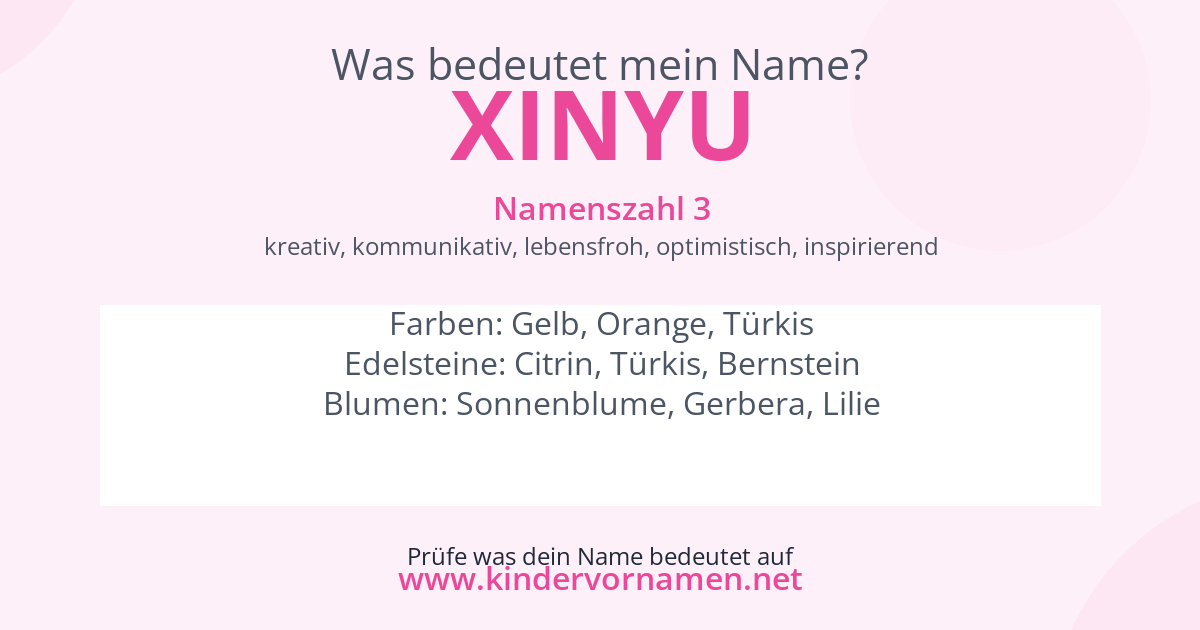 Was bedeutet der Name Xinyu?