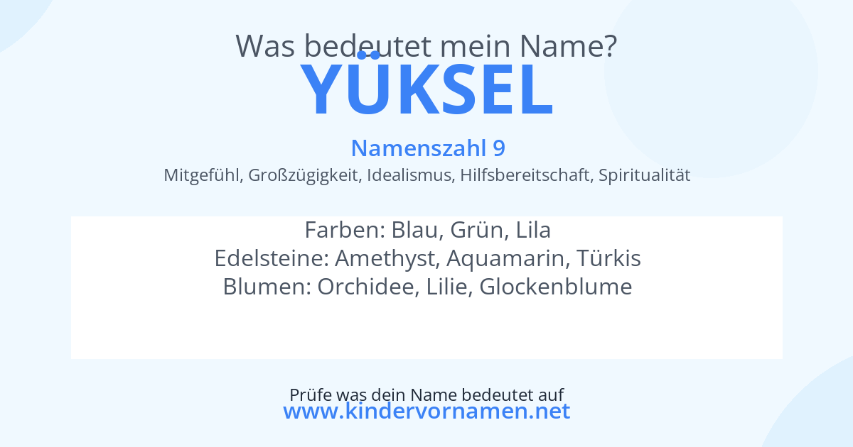 Was bedeutet der Name Yüksel?