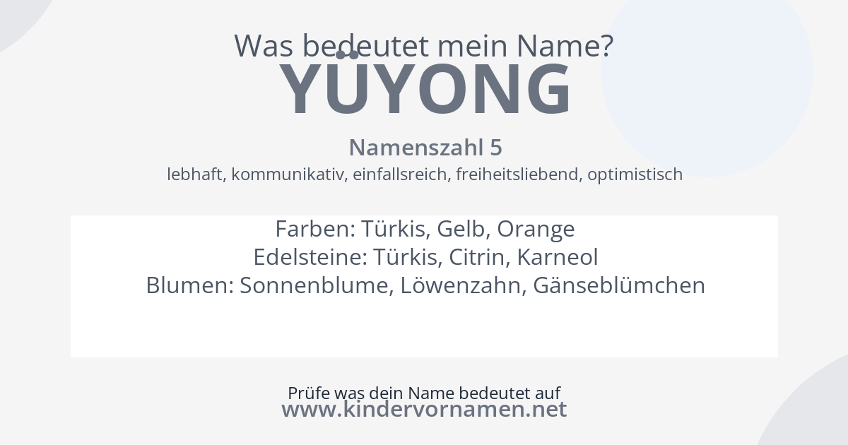 Was bedeutet der Name Yüyong?