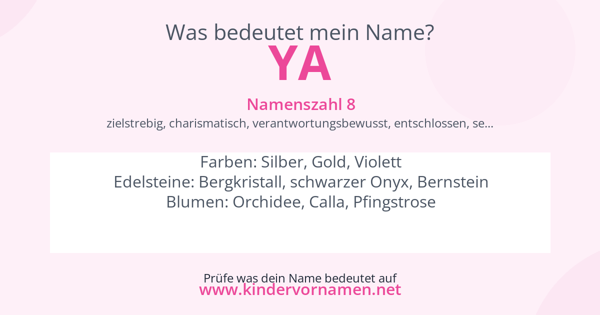 Was bedeutet der Name Ya?
