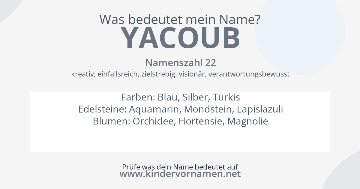 Was bedeutet der Name Yacoub?