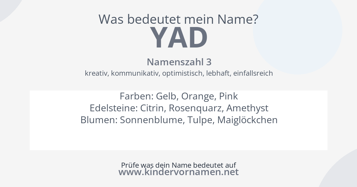 Was bedeutet der Name Yad?