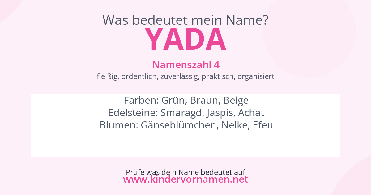 Was bedeutet der Name Yada?
