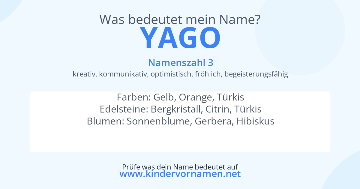 Was bedeutet der Name Yago?