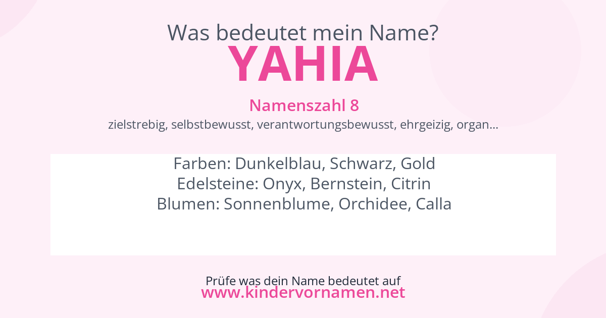 Was bedeutet der Name Yahia?
