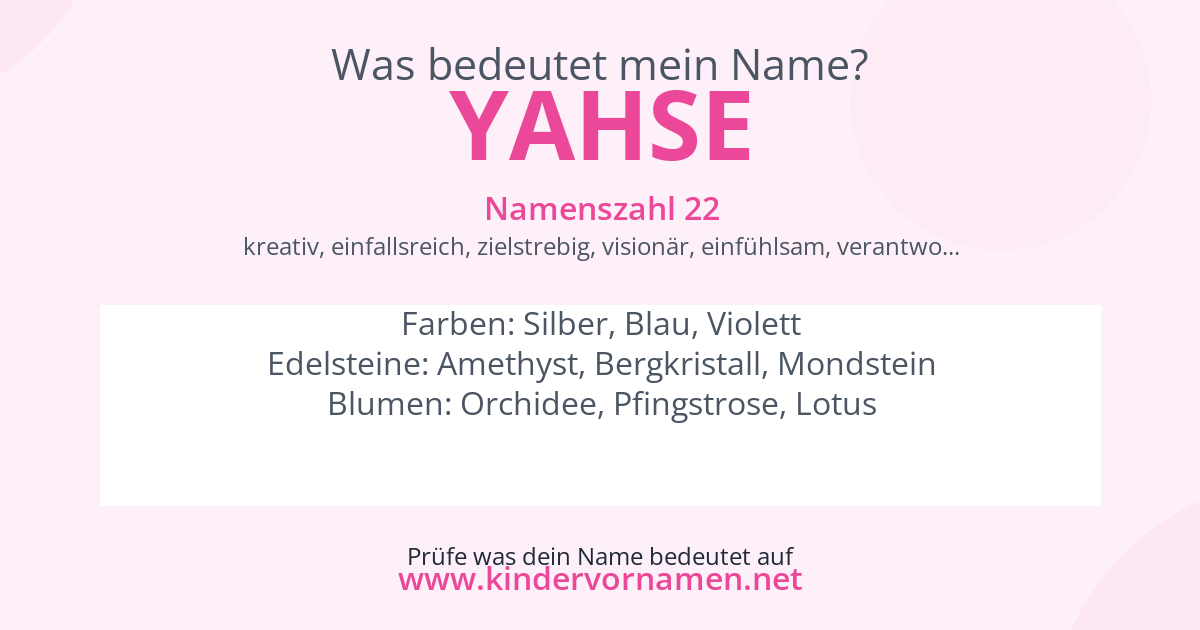 Was bedeutet der Name Yahse?