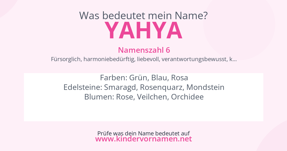 Was bedeutet der Name Yahya?