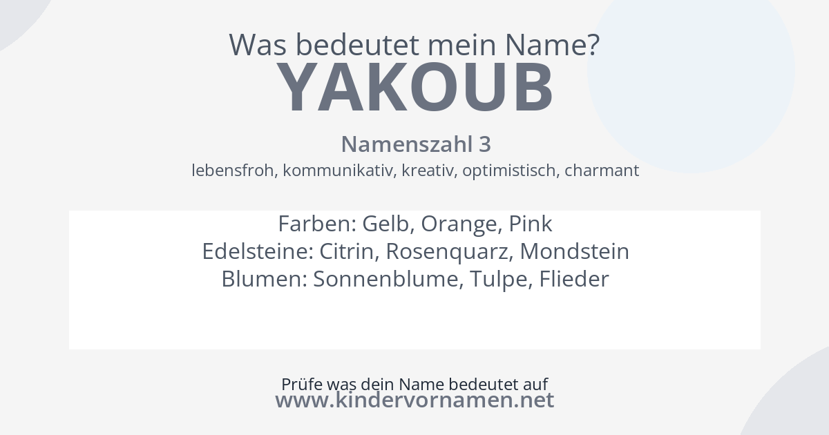 Was bedeutet der Name Yakoub?