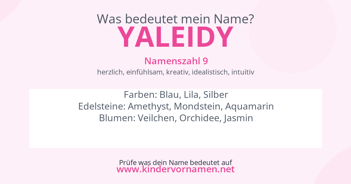 Was bedeutet der Name Yaleidy?