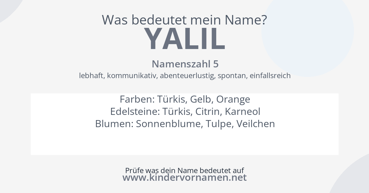 Was bedeutet der Name Yalil?
