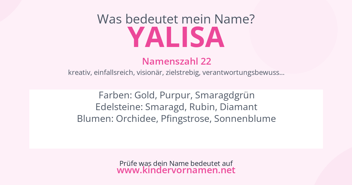 Was bedeutet der Name Yalisa?