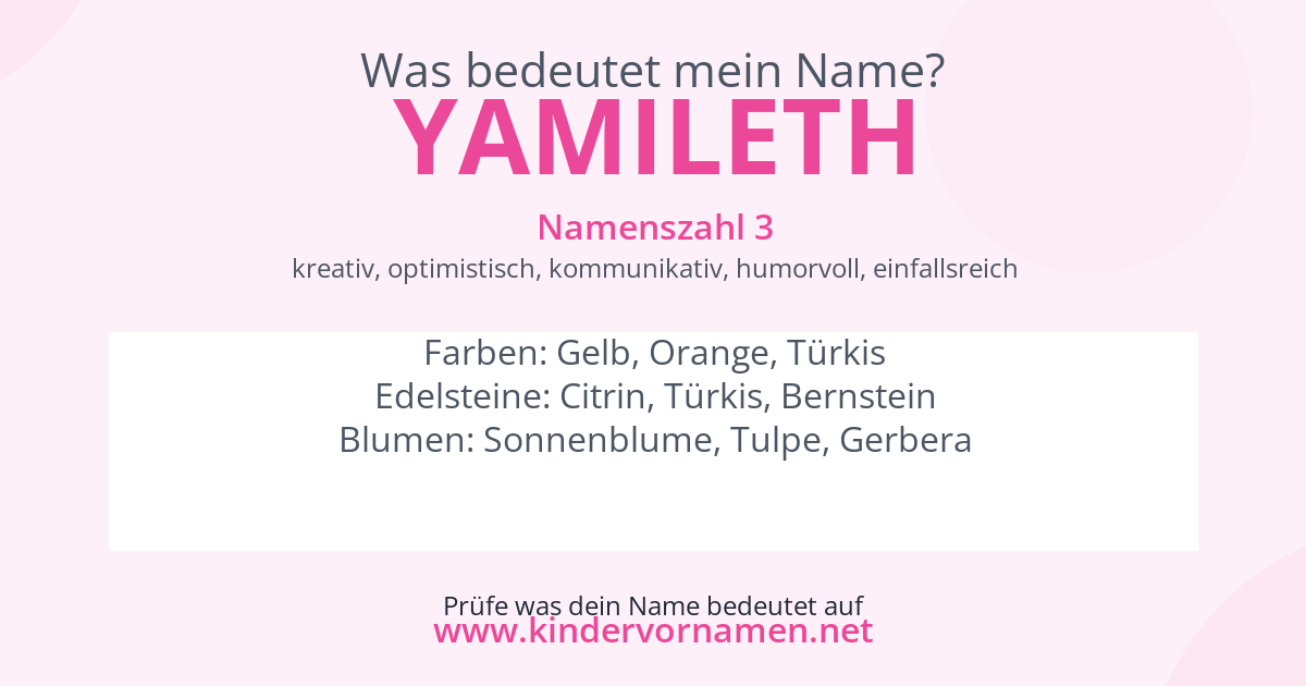 Was bedeutet der Name Yamileth?