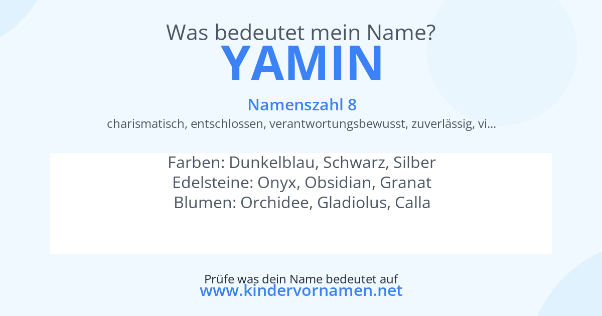 Was bedeutet der Name Yamin?