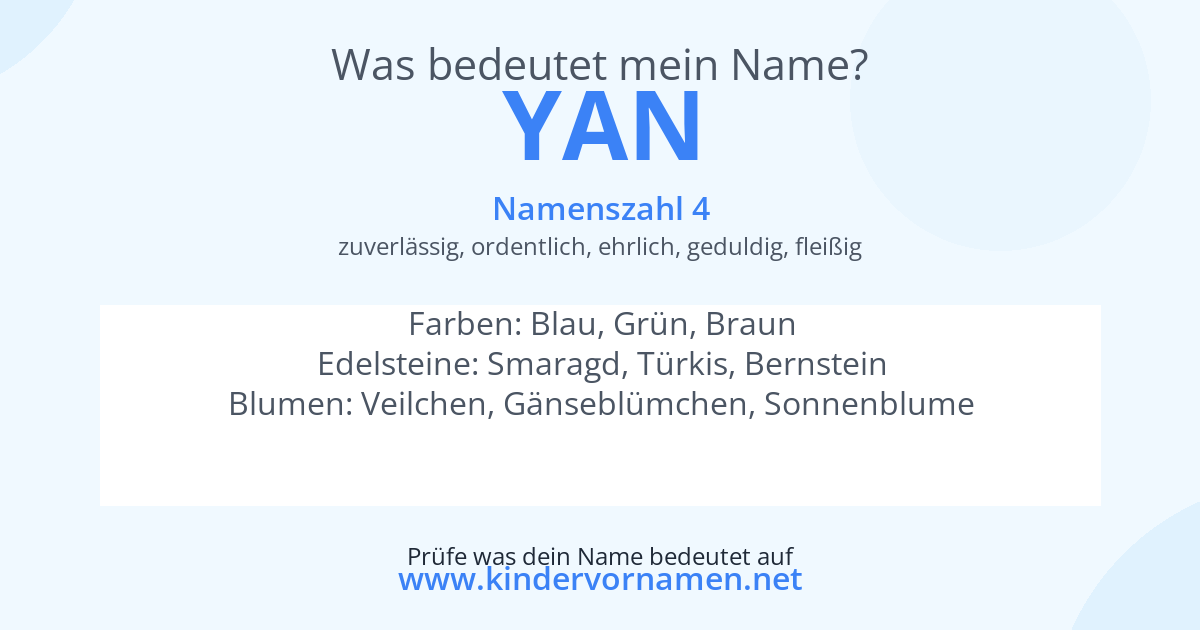 Was bedeutet der Name Yan?