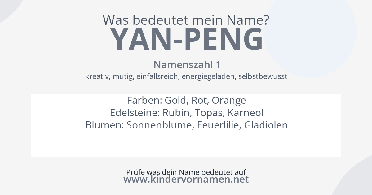 Was bedeutet der Name Yan-Peng?