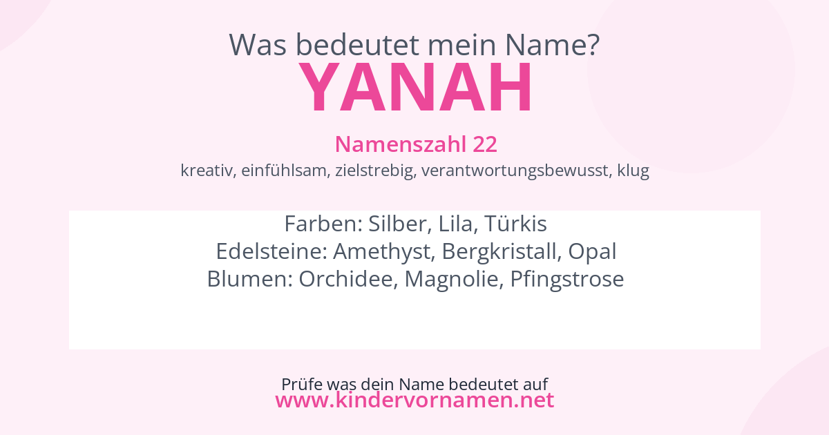 Was bedeutet der Name Yanah?