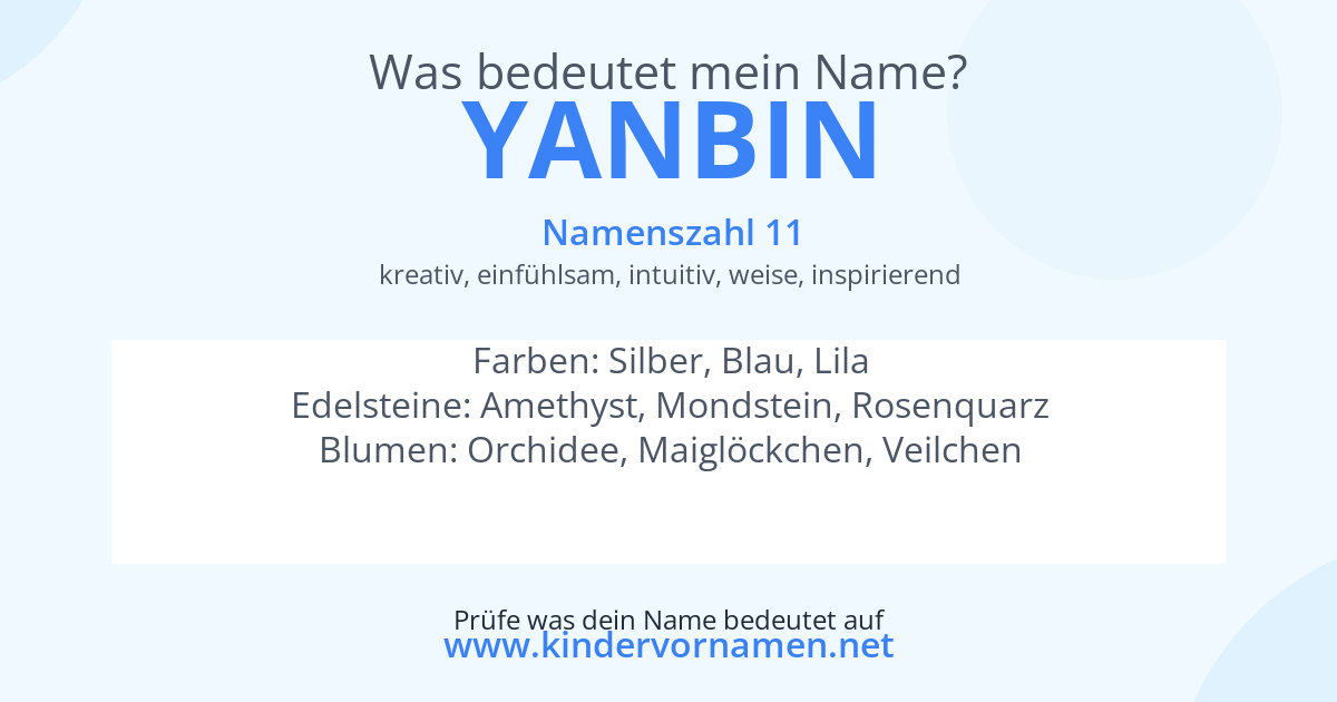 Was bedeutet der Name Yanbin?