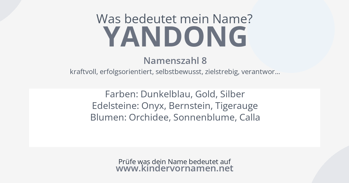 Was bedeutet der Name Yandong?