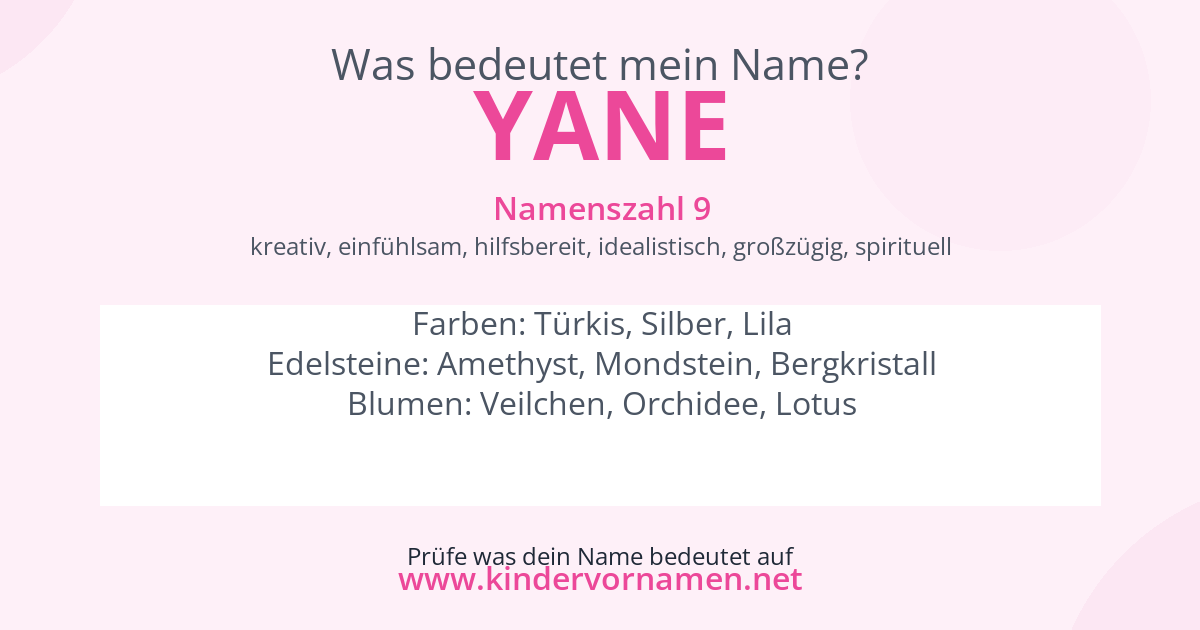 Was bedeutet der Name Yane?