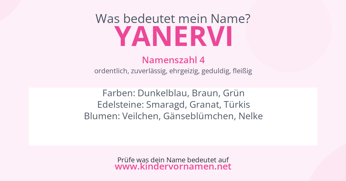 Was bedeutet der Name Yanervi?