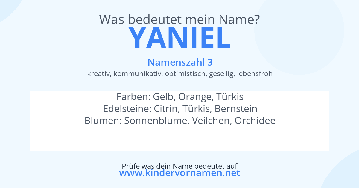 Was bedeutet der Name Yaniel?