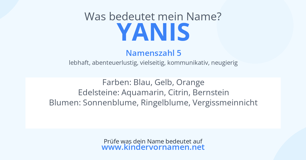 Was bedeutet der Name Yanis?