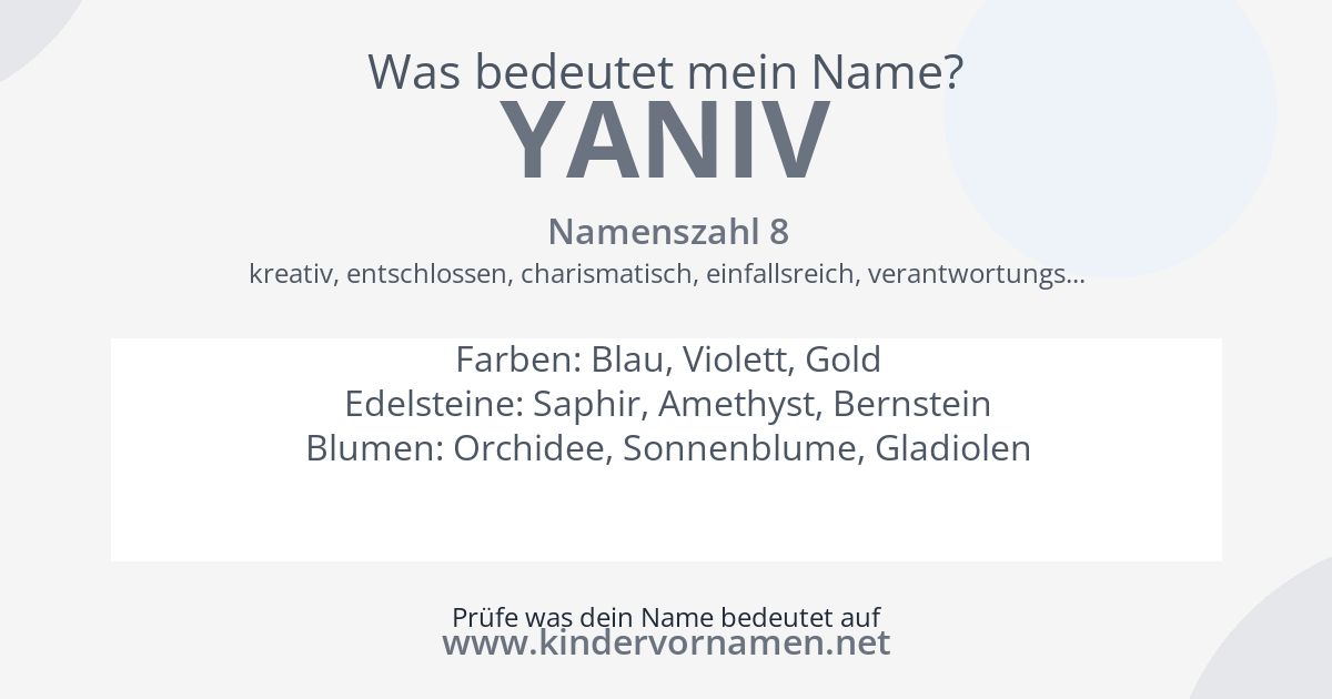 Was bedeutet der Name Yaniv?