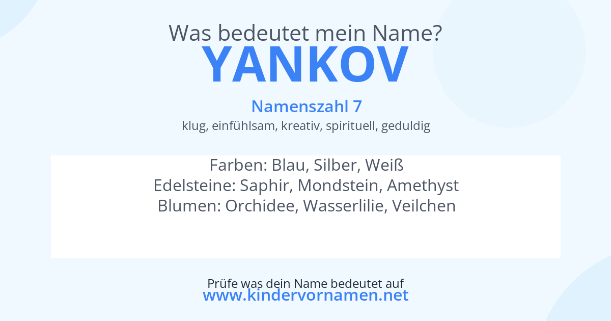 Was bedeutet der Name Yankov?