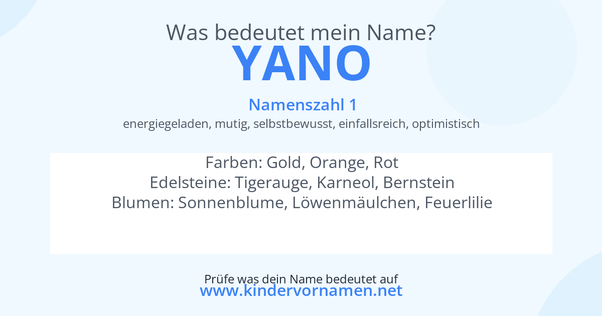 Was bedeutet der Name Yano?