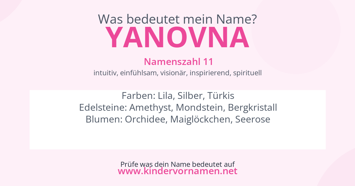 Was bedeutet der Name Yanovna?