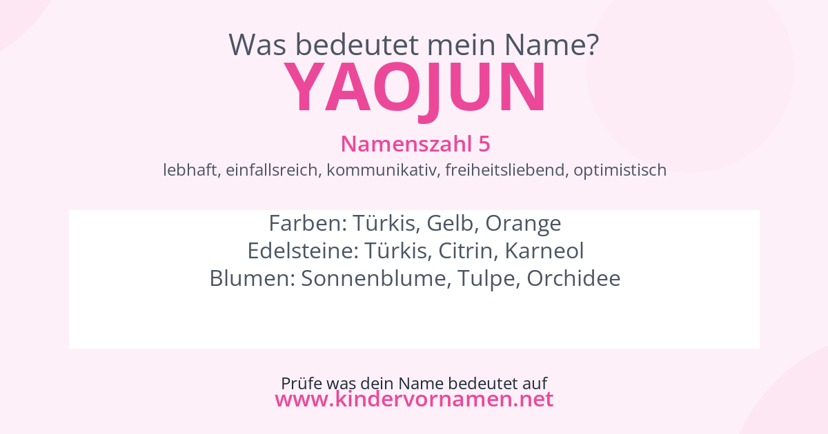 Was bedeutet der Name Yaojun?