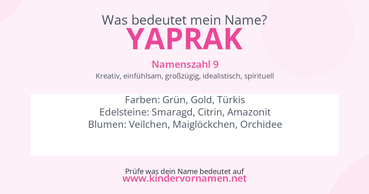 Was bedeutet der Name Yaprak?