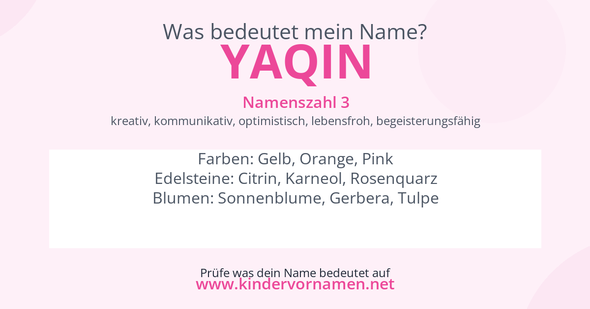 Was bedeutet der Name Yaqin?