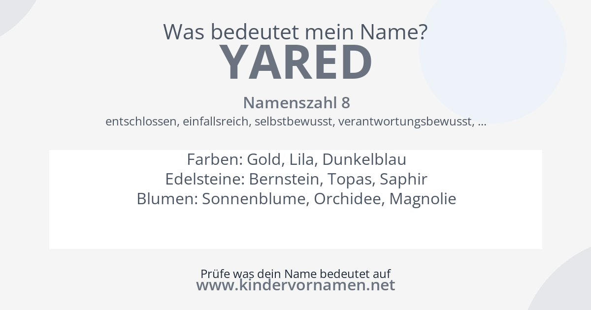 Was bedeutet der Name Yared?