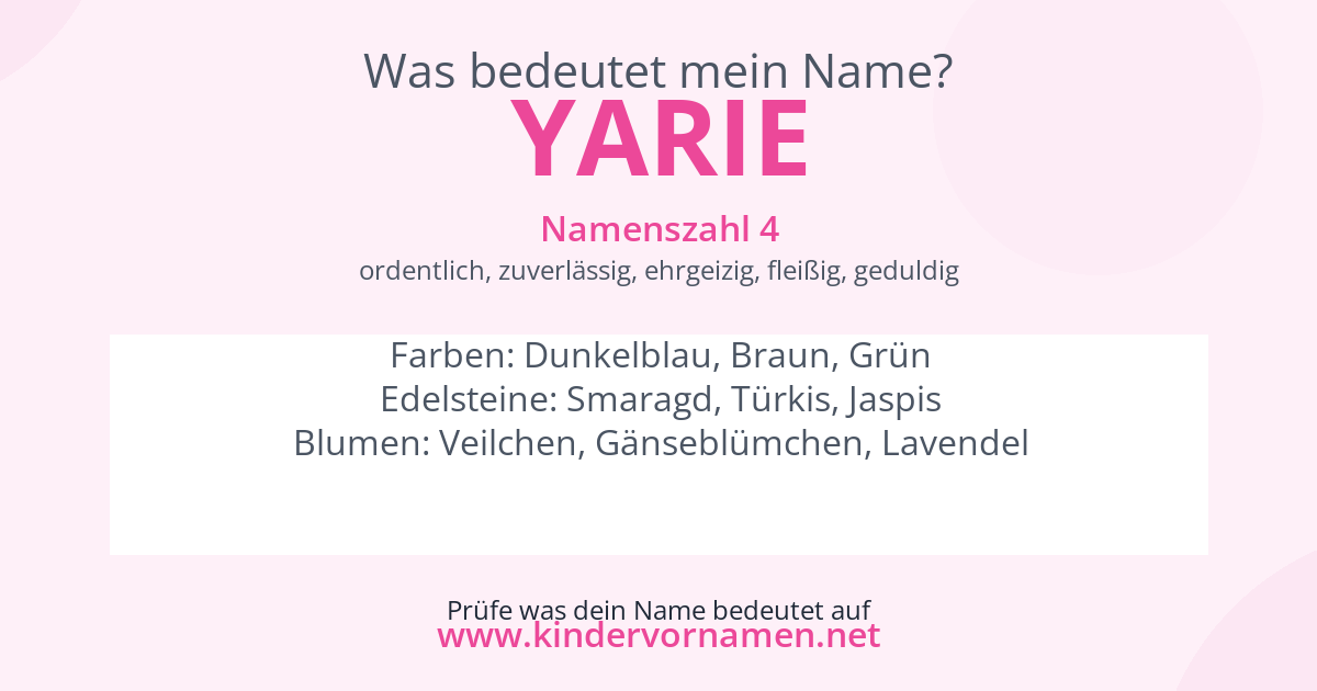 Was bedeutet der Name Yarie?