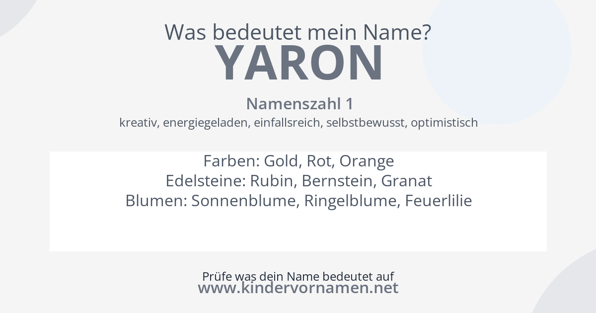 Was bedeutet der Name Yaron?
