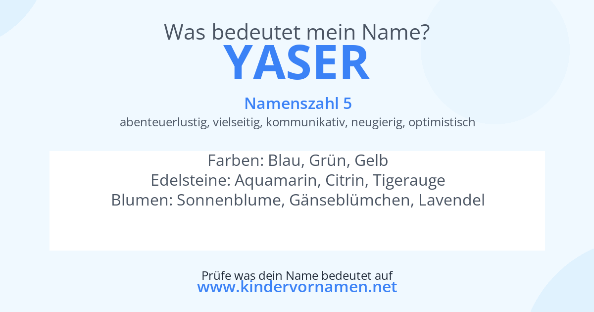Was bedeutet der Name Yaser?