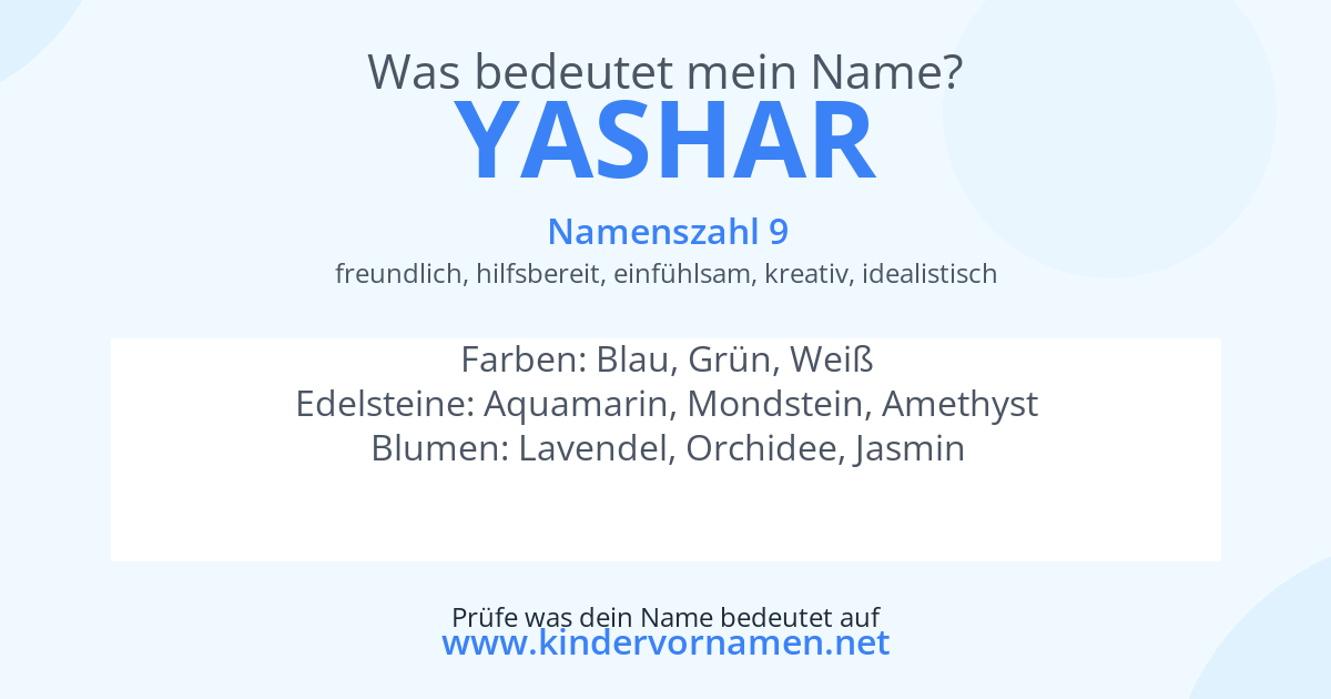 Was bedeutet der Name Yashar?
