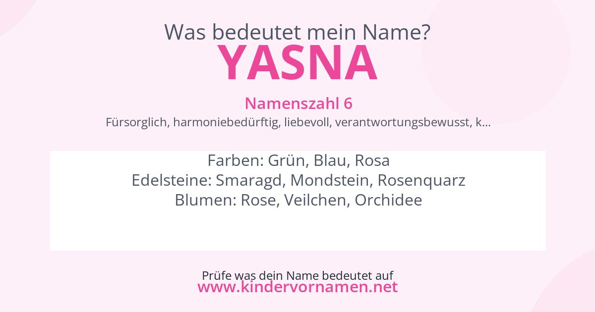 Was bedeutet der Name Yasna?