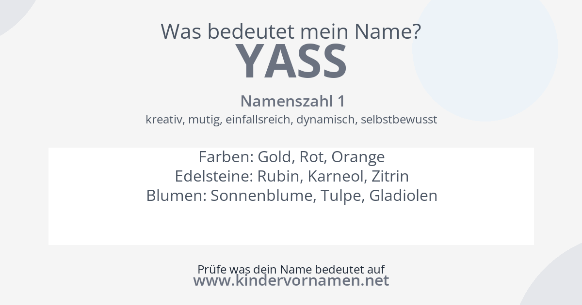 Was bedeutet der Name Yass?
